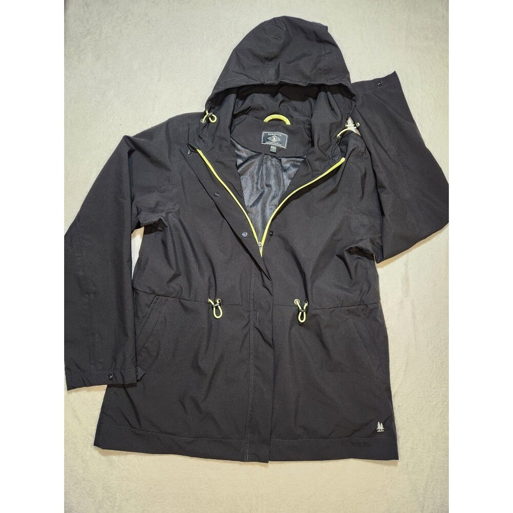 G.H. Bass & Co Womens Water Resistant Anorak Rain Jacket Size Small Black Hooded